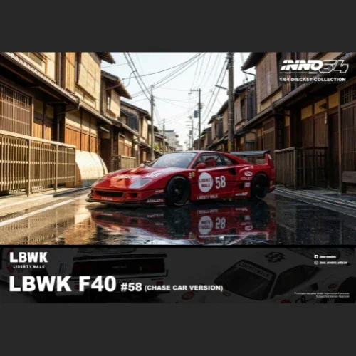LBWK F40 (White), 1:64 Scale (Chance of Red Chase Car) - Image 4