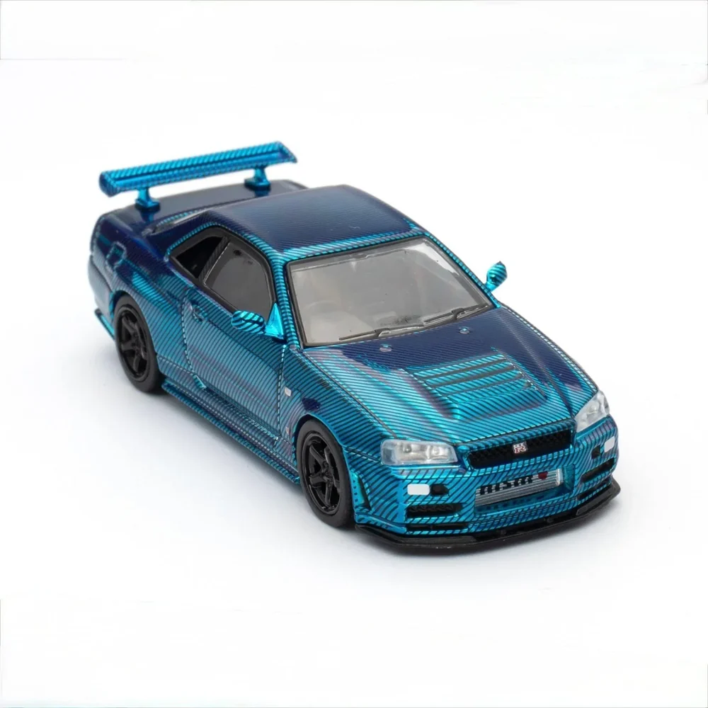 Skyline GT-R R34 CLDC Magazine Edition,1:64 Scale (Chrome Blue) - Image 2
