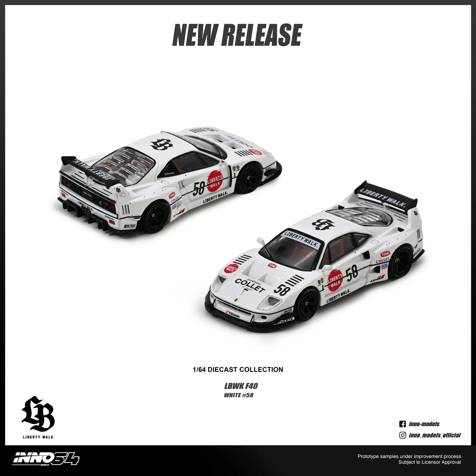 LBWK F40 (White), 1:64 Scale (Chance of Red Chase Car)
