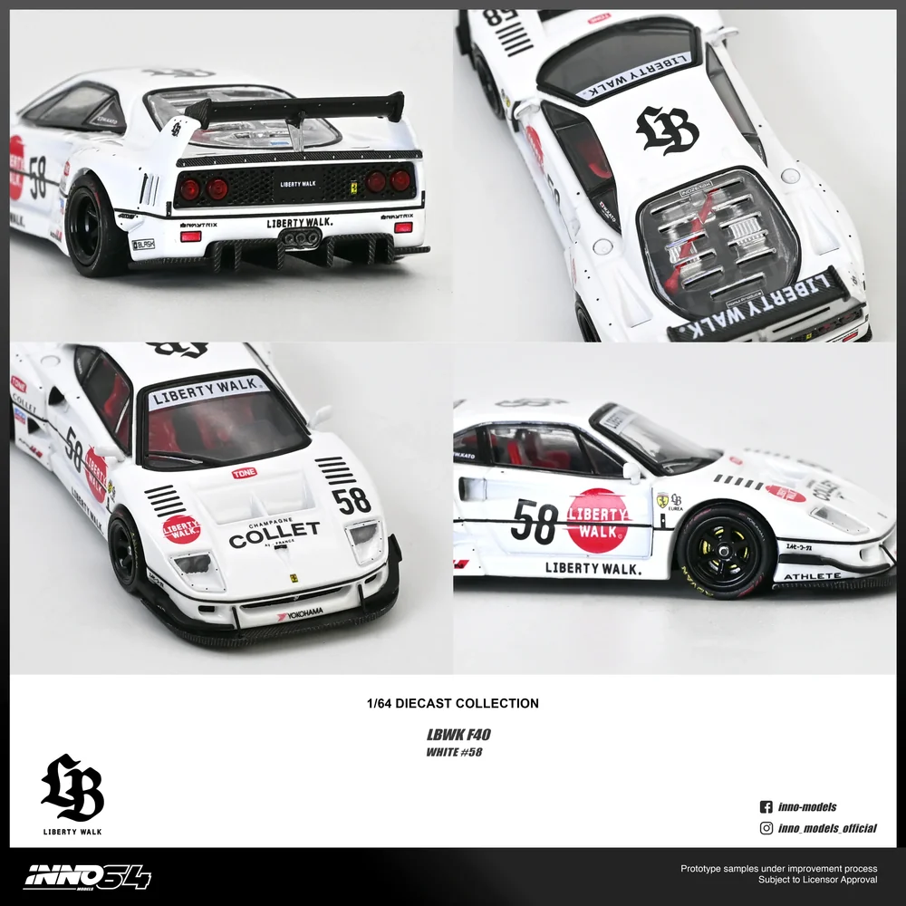 LBWK F40 (White), 1:64 Scale (Chance of Red Chase Car) - Image 3