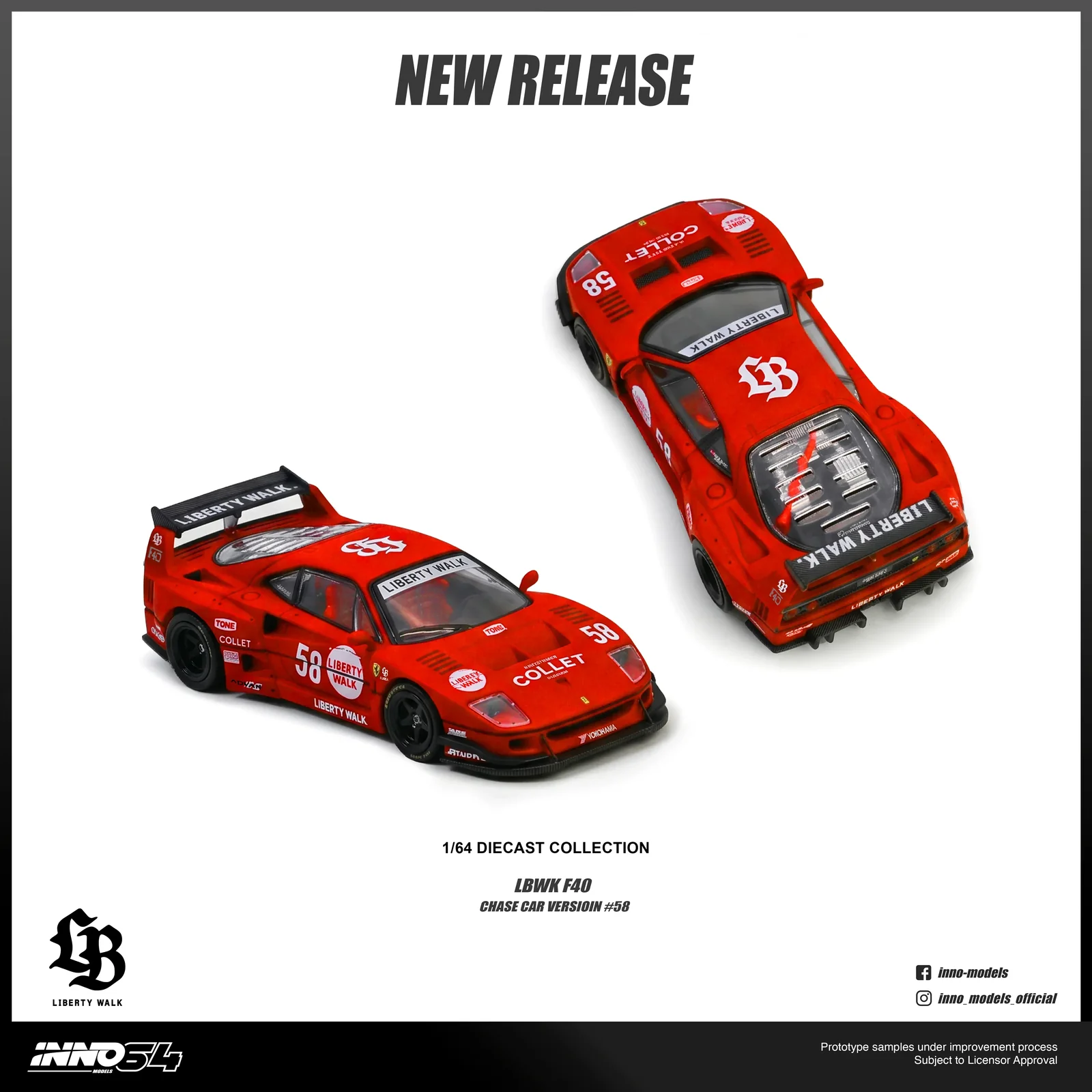 LBWK F40 (White), 1:64 Scale (Chance of Red Chase Car) - Image 5