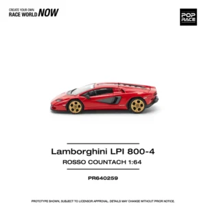 Lamborghini LPI 800-4 Rosso Countach, 1:64 Scale (Red)