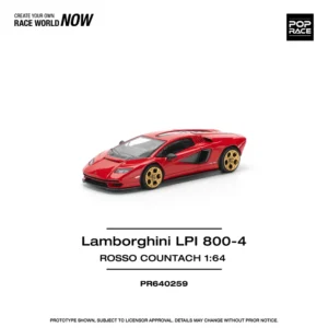 Lamborghini LPI 800-4 Rosso Countach, 1:64 Scale (Red)