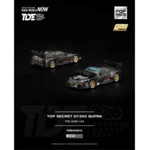*TDE 2026* Top Secret GT300 Toyota Supra Full Carbon Fiber (Open Hood with Engine Details), 1:64 Scale