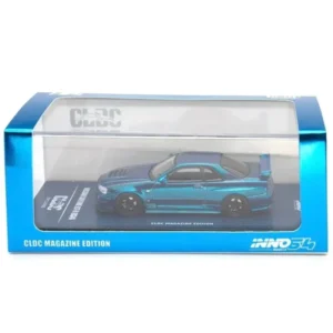 Skyline GT-R R34 CLDC Magazine Edition,1:64 Scale (Chrome Blue)
