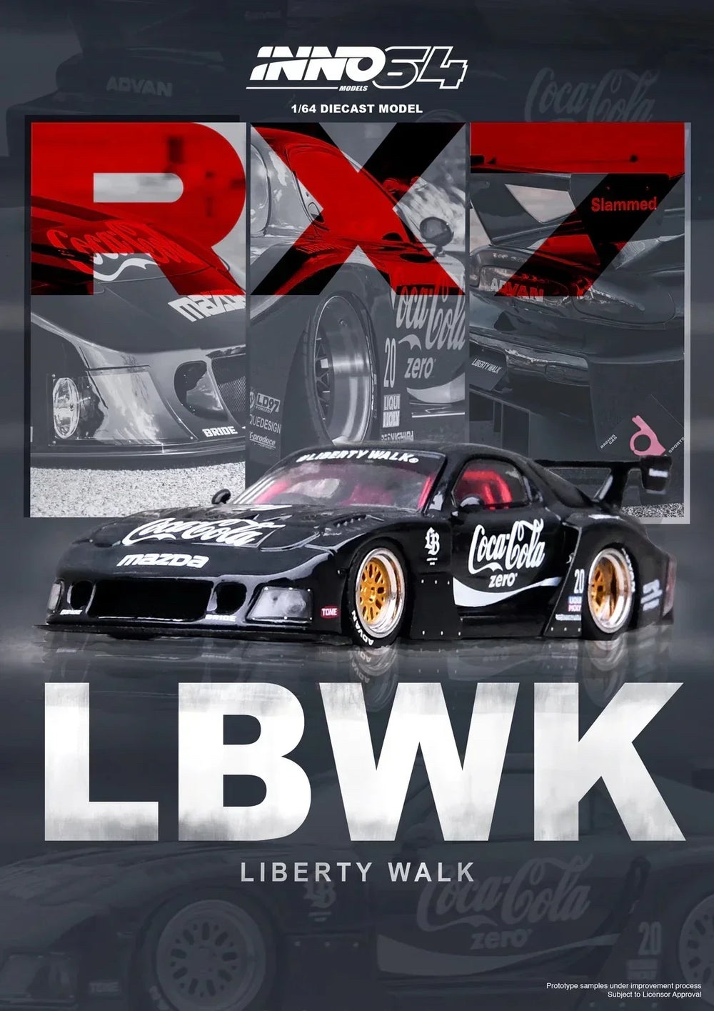 Mazda RX7 ( FD3S) LB-Super Silhouette,1:64 Scale (Black)