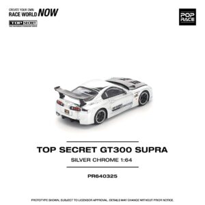 Top Secret GT300 Supra Silver Chrome, 1:64 Scale (Silver)