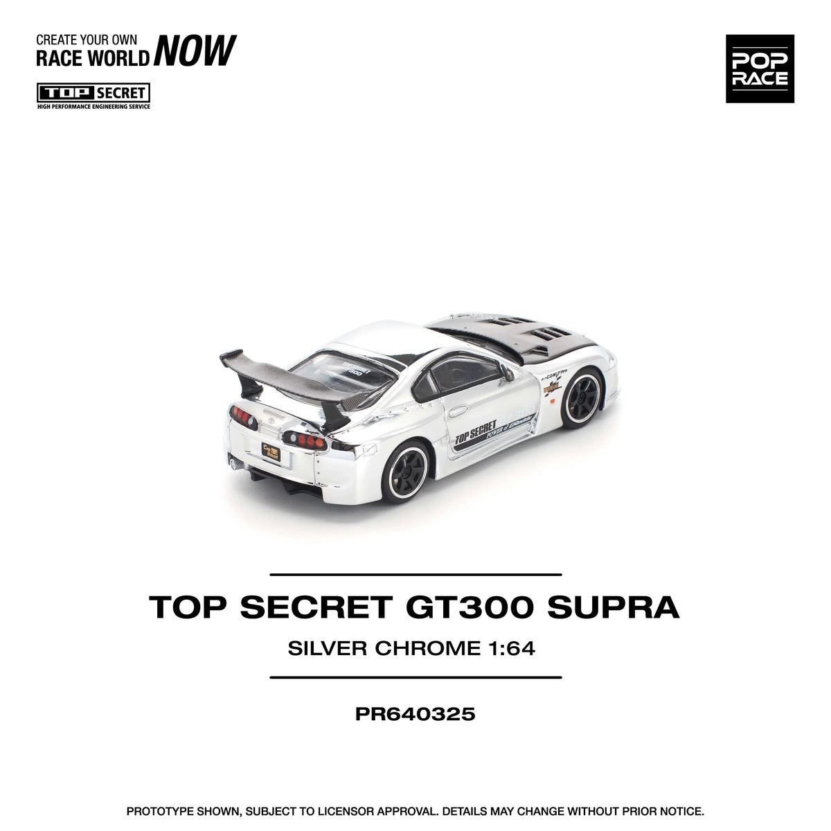 Top Secret GT300 Supra Silver Chrome, 1:64 Scale (Silver) - Image 2