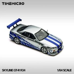 Nissan Skyline GT-R R34 FNF, 1:64
Scale (Silver/Blue)