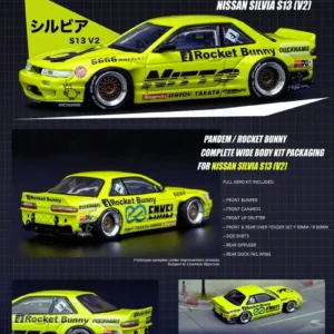 Nissan Silvia S13 V2 Pandem / Rocket Bunny, 1:64 Scale (Light Yellow)